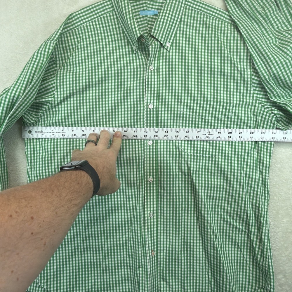 J McLaughlin Button Down Shirt Mens XL Green Gingham Long Sleeve Classic - Picture 5 of 8